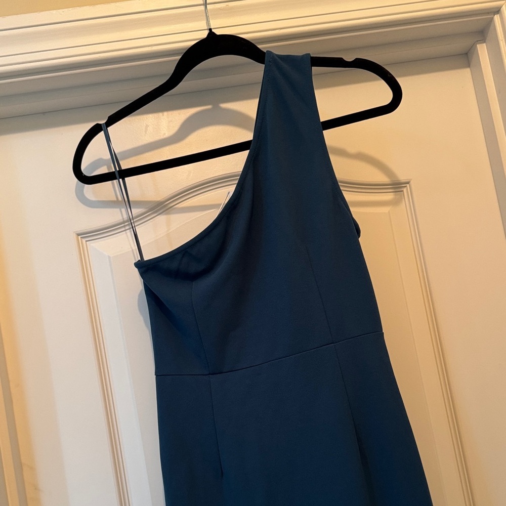 Elegant One-Shoulder turquoise dress